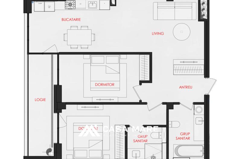 Apartament cu 2 camere, 84 m², Dumbrava 2