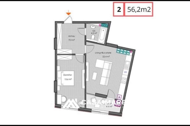 Apartament cu 1 cameră, 57 m², Ialoveni 2