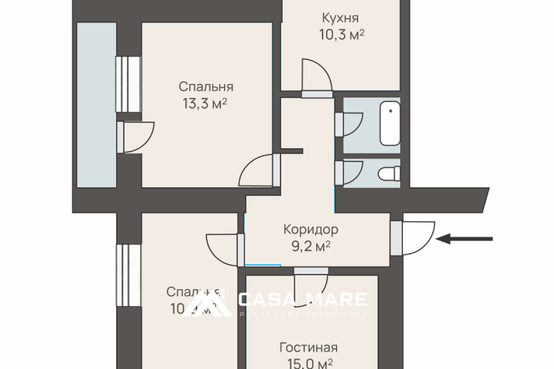 Spre vânzare apartament cu 3 camere, 68 m² | Soroca, str. V. Stroescu 2