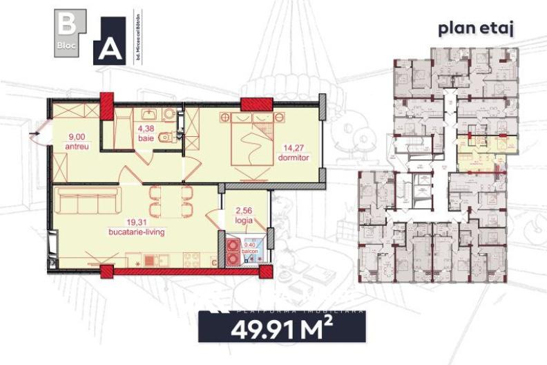 Apartament cu 1 cameră, 50 m², Ciocana, Chișinău 2