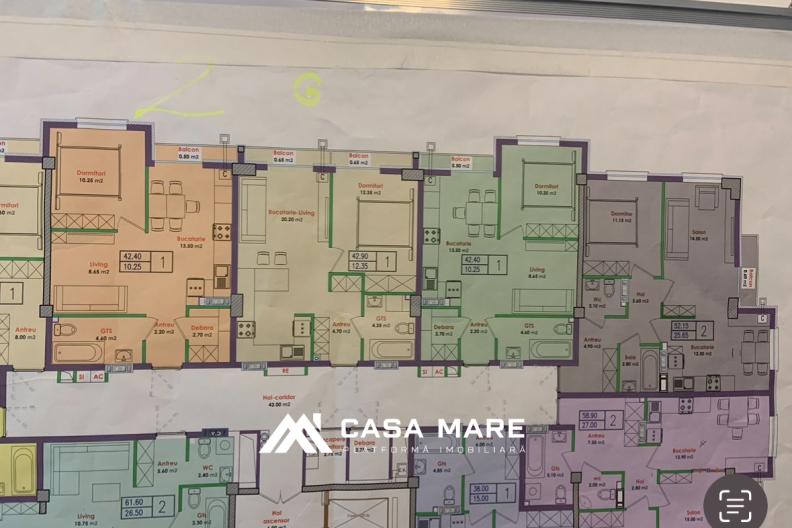Apartament cu 1 cameră, 42 m², Durlești 2
