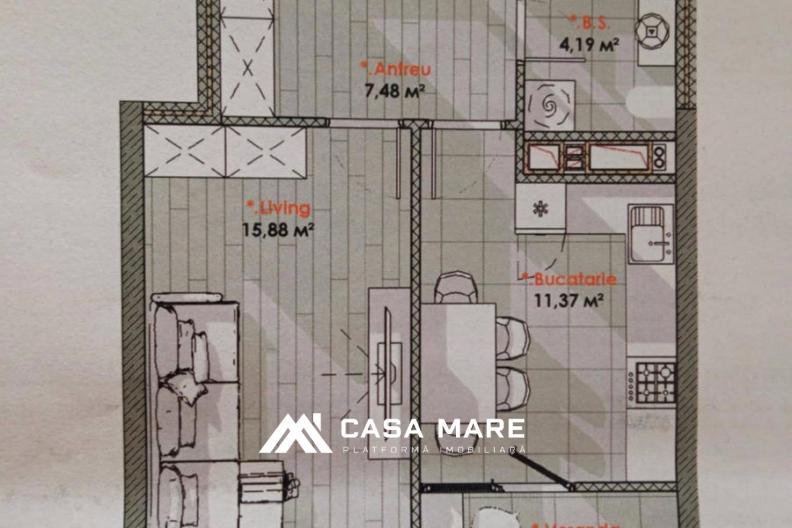 Apartament cu 1 cameră, 41 m², Telecentru, Chișinău 2