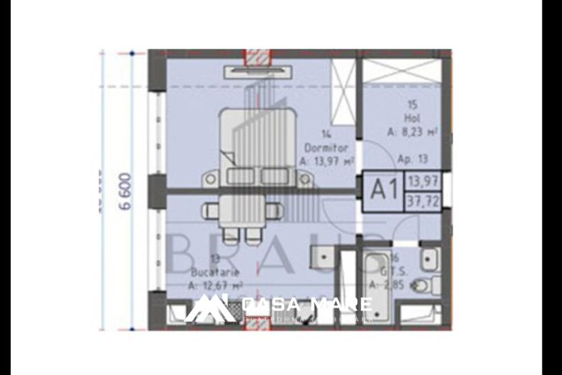 Se vinde apartament cu 1 cameră | 38 mp | Ciocana, bd. Mircea cel Bătrân 3