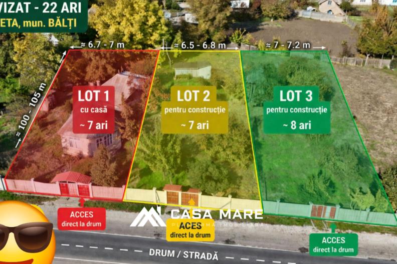 Vânzare teren pentru construcții | 22 ari | Bălți, s. Elizaveta, str. M. Eminescu 2