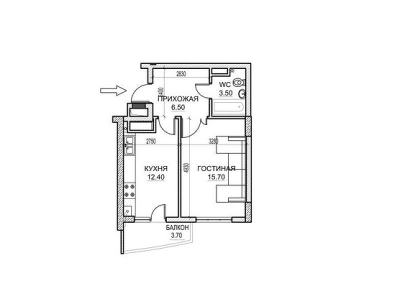 1 cameră 42 m²