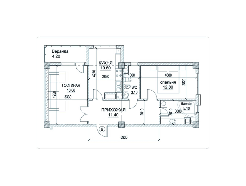 2 camere 63.2 m²