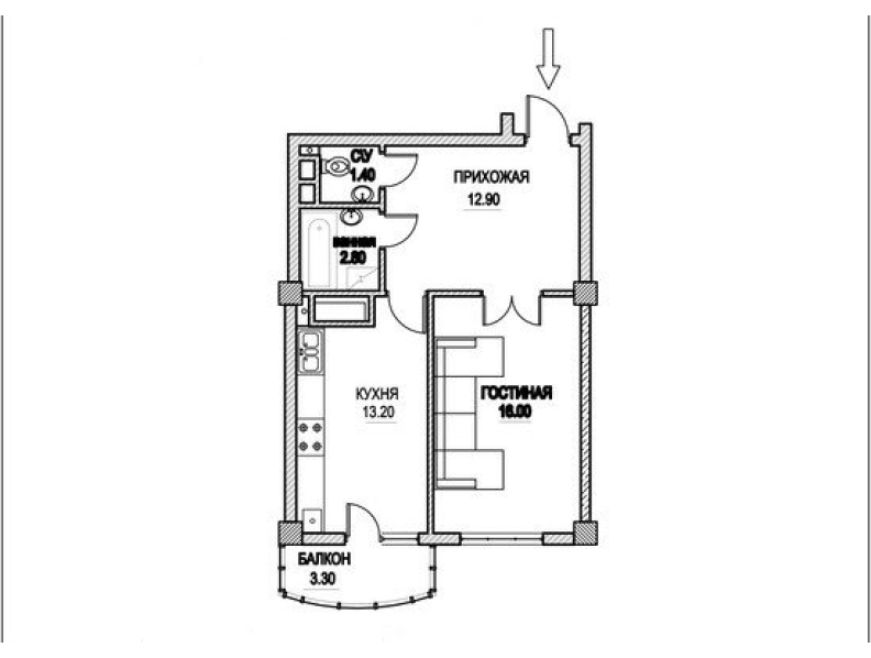 1 cameră 50 m²