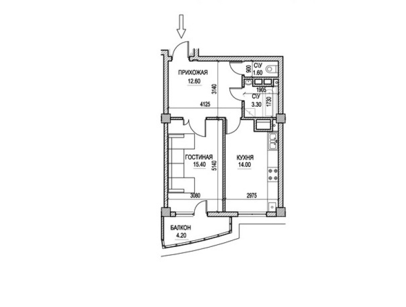 1 cameră 52 m²