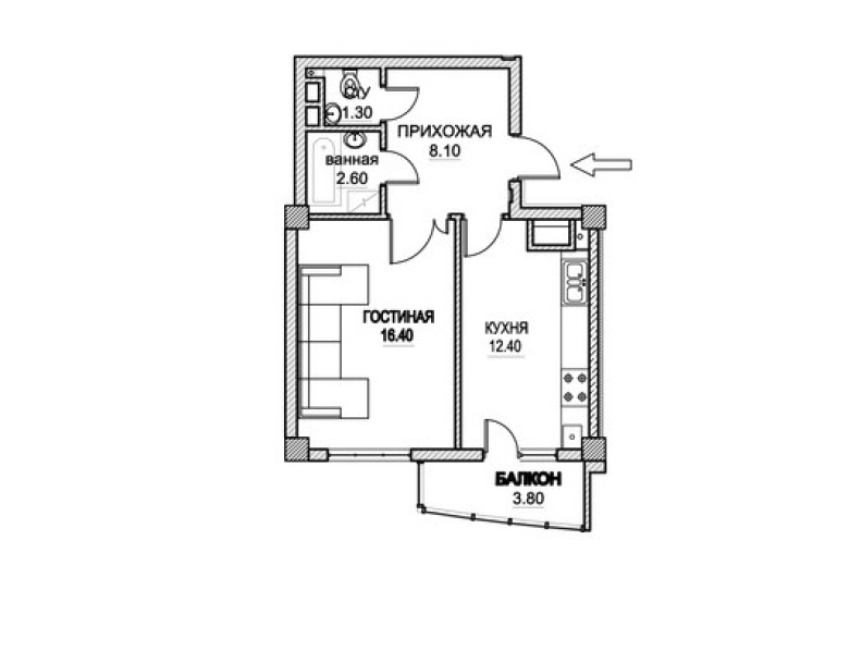 1 cameră 45 m²