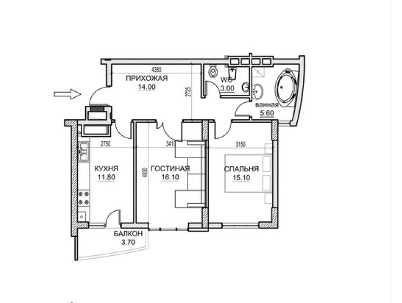 2 camere 70 m²