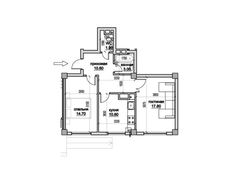 2 camere 59 m²