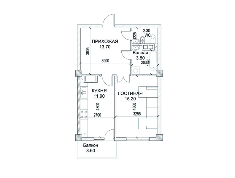 1 cameră 50.4 m²