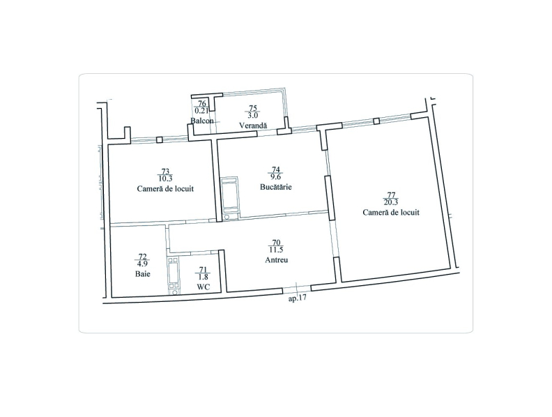 2 camere 61 m²