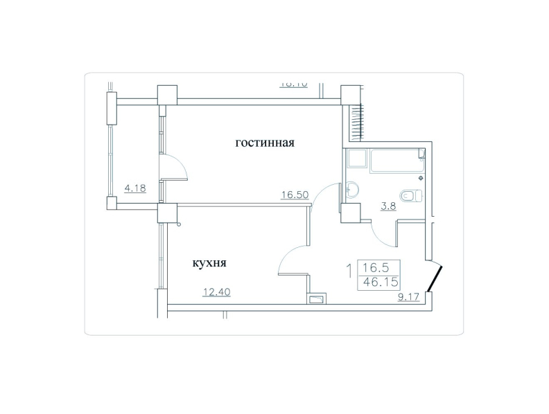 1 cameră 46.15 m²
