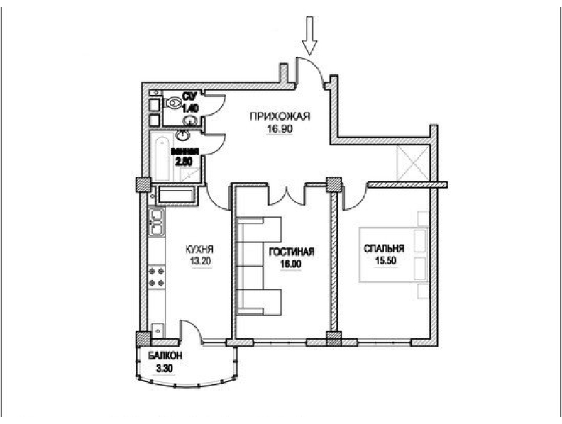 2 camere 70 m²